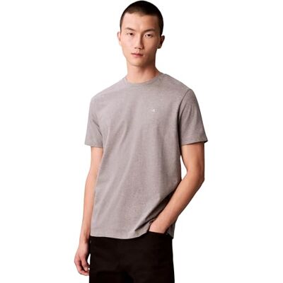 Calvin Klein Uomo T-Shirt Maniche Corte Classic Monogram Tee con Scollo Rotondo, Bianco (Med Grey Htr), M Calvin Klein Uomo T-Shirt Maniche Corte Classic Monogram Tee con Scollo Rotondo, Bianco (Med Grey Htr), M