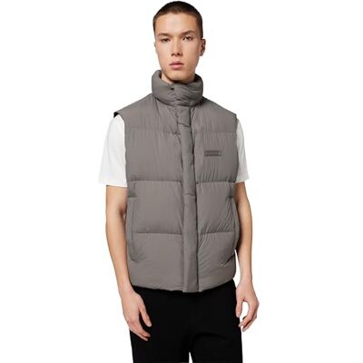 Armani Men's, zip closure logo patch Down Waistcoat Grey XXL, Grigio gull scuro, XXL Armani Men's, zip closure logo patch Down Waistcoat Grey XXL, Grigio gull scuro, XXL