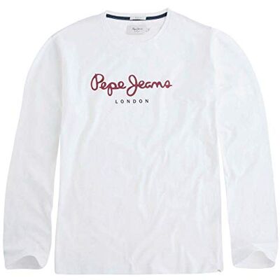 Pepe Jeans London Eggo Long N T-Shirt a manica lunga per uomo Regular Fit, 100% Cotone, collo rotondo con logo sul petto, bianco Pepe Jeans London Eggo Long N T-Shirt a manica lunga per uomo Regular Fit, 100% Cotone, collo rotondo con logo sul petto, bianco
