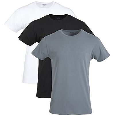 Gildan Cotton Stretch T-Shirts, Multipack Intimo, Bianco/Nero Fuliggina/Grigio Flanella (Set di 3), M (Pacco da 3) Uomo Gildan Cotton Stretch T-Shirts, Multipack Intimo, Bianco/Nero Fuliggina/Grigio Flanella (Set di 3), M (Pacco da 3) Uomo
