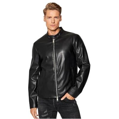 Armani Eco-Leather Blouson Bomber, Nero (Black 1200), Large Uomo Armani Eco-Leather Blouson Bomber, Nero (Black 1200), Large Uomo