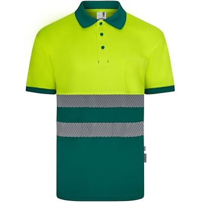 Velilla 305533; Polo poliestere riciclato bicolore manica corta nastro segmentato; colore verde e giallo fluoro; taglia 2XL, Verde e Giallo Fluoro, XXL Velilla 305533; Polo poliestere riciclato bicolore manica corta nastro segmentato; colore verde e giallo fluoro; taglia 2XL, Verde e Giallo Fluoro, XXL