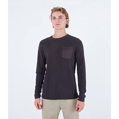 Hurley Felton Thermal Crew LS Maglietta, Nero, L Uomo Hurley Felton Thermal Crew LS Maglietta, Nero, L Uomo