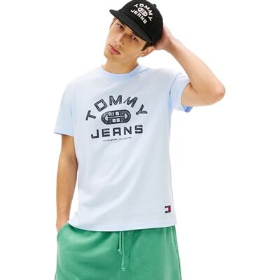 Tommy Jeans Uomo T-Shirt Maniche Corte Gym con Scollo Rotondo, Blu (Sweet Blue), L Tommy Jeans Uomo T-Shirt Maniche Corte Gym con Scollo Rotondo, Blu (Sweet Blue), L