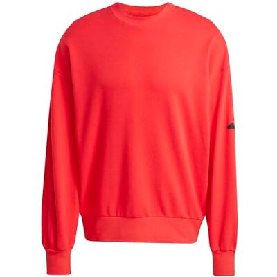 Adidas Homme Essentials Lose Fit Three Bar Sweatshirt, Pure Ruby/Black, M Adidas Homme Essentials Lose Fit Three Bar Sweatshirt, Pure Ruby/Black, M