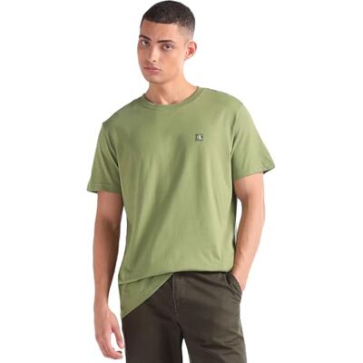 Calvin Klein Jeans T-shirt Maniche Corte Uomo Ck Embro Badge Scollo Rotondo, Verde (Dark Juniper), S Calvin Klein Jeans T-shirt Maniche Corte Uomo Ck Embro Badge Scollo Rotondo, Verde (Dark Juniper), S