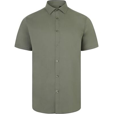 Velilla 405016S; Camicia a maniche corte, elasticizzata, da uomo, colore: nero, taglia 2XL, verde oliva chiaro, M Velilla 405016S; Camicia a maniche corte, elasticizzata, da uomo, colore: nero, taglia 2XL, verde oliva chiaro, M