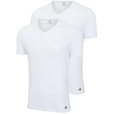 Adidas Herren Unterwäsche V Neck Shirt (2pk) -Active Flex Cotton Canottiera, White_, XL Uomo Adidas Herren Unterwäsche V Neck Shirt (2pk) -Active Flex Cotton Canottiera, White_, XL Uomo