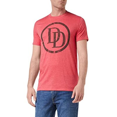 Marvel Men's Daredevil Logo T Shirt, Red (Heather Red Htr), L UK Marvel Men's Daredevil Logo T Shirt, Red (Heather Red Htr), L UK