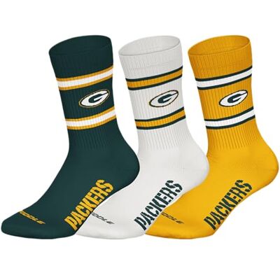 NFL GREEN BAY PACKERS 3pk Crew Socks GRN/WHT/YEL 43/46 NFL GREEN BAY PACKERS 3pk Crew Socks GRN/WHT/YEL 43/46