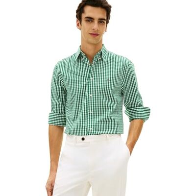 Tommy Hilfiger Camicia da Uomo Flex Popeline Gingham RF Mw0Mw37548, Verde, L Tommy Hilfiger Camicia da Uomo Flex Popeline Gingham RF Mw0Mw37548, Verde, L