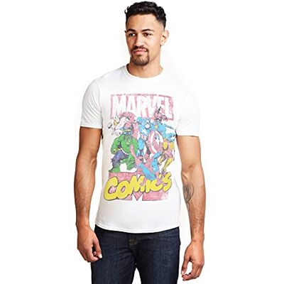Marvel Men's Call out T Shirt, White (White White), L UK Marvel Men's Call out T Shirt, White (White White), L UK