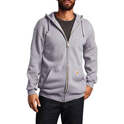 Carhartt Loose Fit Midweight Full-Zip Sweatshirt, Felpa con cappuccio Uomo, Grigio (Heather), L Carhartt Loose Fit Midweight Full-Zip Sweatshirt, Felpa con cappuccio Uomo, Grigio (Heather), L