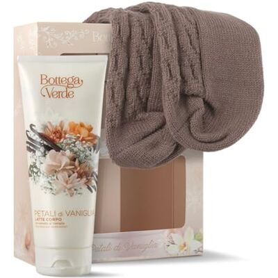 Bottega Verde Petali di Vaniglia, Confezione Regalo con Latte Corpo Idratante da 200 ml, con Estratto di Vaniglia e Calze Tricot Morbide e Confortevoli, in un Elegante Cofanetto, Idea Regalo Bottega Verde Petali di Vaniglia, Confezione Regalo con Latte Corpo Idratante da 200 ml, con Estratto di Vaniglia e Calze Tricot Morbide e Confortevoli, in un Elegante Cofanetto, Idea Regalo