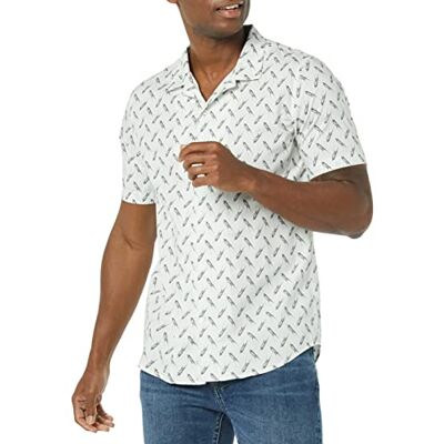 Amazon Essentials Uomo Camicia Estiva in Cotone a Maniche Corte Stile Resort, Slim-Fit Amazon Essentials Uomo Camicia Estiva in Cotone a Maniche Corte Stile Resort, Slim-Fit