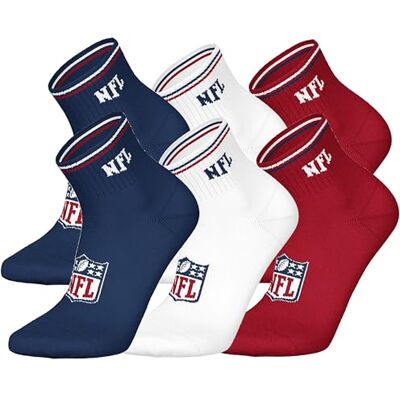 NFL SHIELD 6pk Quarter Socks BLU/WHT/RED 35/38 NFL SHIELD 6pk Quarter Socks BLU/WHT/RED 35/38
