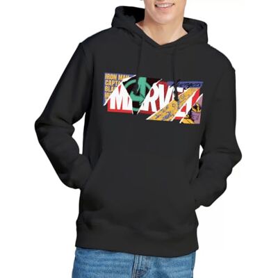 Marvel Men's Scrapbook Logo Hooded Sweatshirt Marvel Men's Scrapbook Logo Hooded Sweatshirt