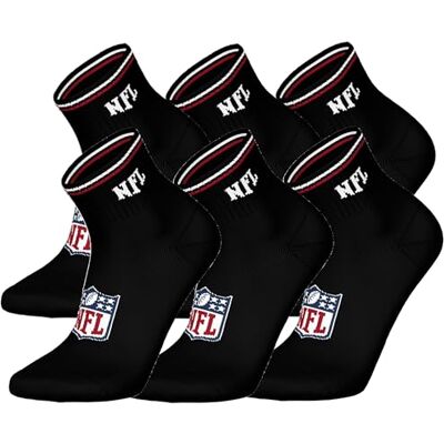 NFL SHIELD 6pk Quarter Socks BLK 35/38 NFL SHIELD 6pk Quarter Socks BLK 35/38