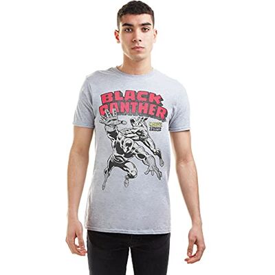 Marvel Maglietta da Uomo Black Panther Combat, Grigio Marl, M Marvel Maglietta da Uomo Black Panther Combat, Grigio Marl, M