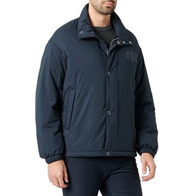 Armani Chiusura A Scatto, Logo Stampato Sul Davanti, Stampa Posteriore, Giacca, Uomo, Blu (Navy), XL Armani Chiusura A Scatto, Logo Stampato Sul Davanti, Stampa Posteriore, Giacca, Uomo, Blu (Navy), XL