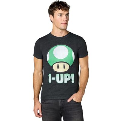 Nintendo Mario 1-up Maglietta da Uomo Nero XL Nintendo Mario 1-up Maglietta da Uomo Nero XL