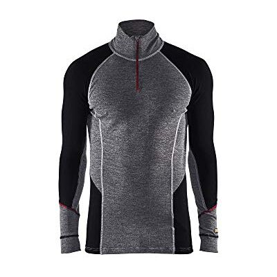 BLÅKLÄDER Blaklader 46991736 Biancheria intima con chiusura lampo, 100% MERINO, colore grigio/nero, taglia XXXL BLÅKLÄDER Blaklader 46991736 Biancheria intima con chiusura lampo, 100% MERINO, colore grigio/nero, taglia XXXL