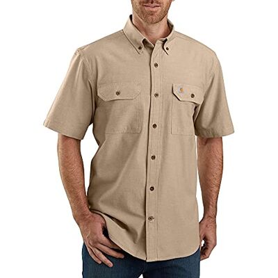 Carhartt Loose Chambray S/S Shirt, Camicia abbottonata Pratica da Lavoro Uomo, Marrone, S Carhartt Loose Chambray S/S Shirt, Camicia abbottonata Pratica da Lavoro Uomo, Marrone, S