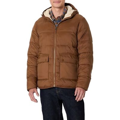 Amazon Essentials Piumino imbottito impermeabile a maniche lunghe foderato in sherpa Uomo, Marrone, XXL Amazon Essentials Piumino imbottito impermeabile a maniche lunghe foderato in sherpa Uomo, Marrone, XXL