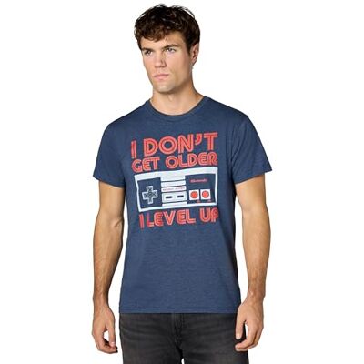 Nintendo Men's Leveling Up T-Shirt, Large, Navy Heather Nintendo Men's Leveling Up T-Shirt, Large, Navy Heather