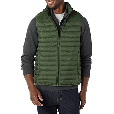 Amazon Essentials Piumino Smanicato Ripiegabile Impermeabile Leggero Uomo, Verde Oliva Scuro, S Amazon Essentials Piumino Smanicato Ripiegabile Impermeabile Leggero Uomo, Verde Oliva Scuro, S