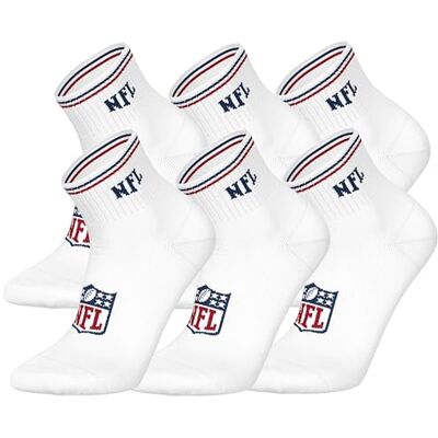 NFL SHIELD 6pk Quarter Socks WHT 35/38 NFL SHIELD 6pk Quarter Socks WHT 35/38