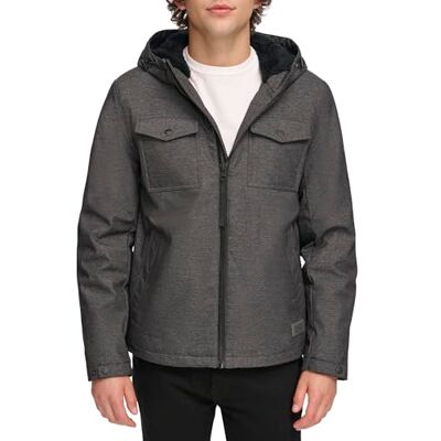 Levis Soft Shell Two Pocket Hooded Trucker Jacket Giacca Isolante, Grafite Heather Tech, XL Uomo Levis Soft Shell Two Pocket Hooded Trucker Jacket Giacca Isolante, Grafite Heather Tech, XL Uomo
