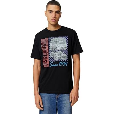 Nintendo Nineties Gamer T-Shirt, Nero, L Uomo Nintendo Nineties Gamer T-Shirt, Nero, L Uomo