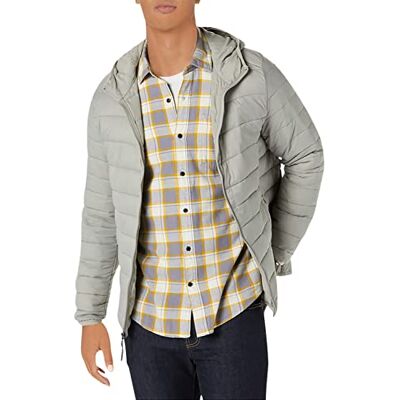 Amazon Essentials Piumino Leggero con Cappuccio Impermeabile e Ripiegabile Uomo, Grigio Chiaro, XL Amazon Essentials Piumino Leggero con Cappuccio Impermeabile e Ripiegabile Uomo, Grigio Chiaro, XL
