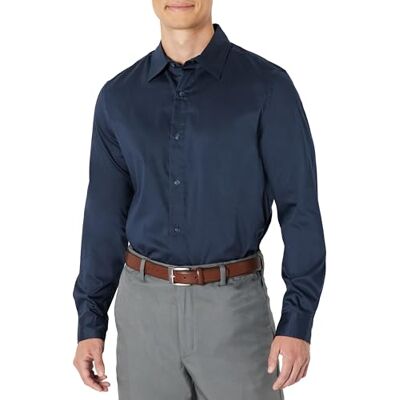 Amazon Essentials Camicia Elegante Elasticizzata a Maniche Lunghe e Antipiega vestibilità Regolare Uomo, Blu Marino, M Amazon Essentials Camicia Elegante Elasticizzata a Maniche Lunghe e Antipiega vestibilità Regolare Uomo, Blu Marino, M
