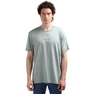 Calvin Klein Jeans Uomo T-Shirt Maniche Corte Monologo Scollo Rotondo, Grigio (Slate Gray), XXS Calvin Klein Jeans Uomo T-Shirt Maniche Corte Monologo Scollo Rotondo, Grigio (Slate Gray), XXS