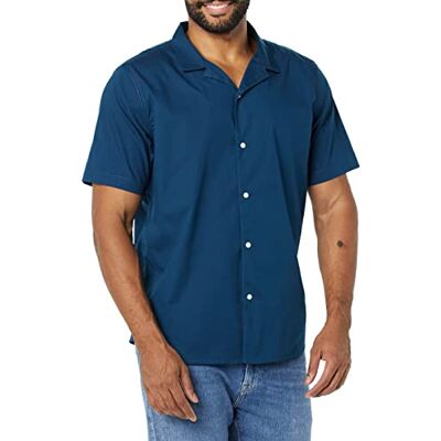 Amazon Essentials Uomo Camicia Estiva in Cotone a Maniche Corte Stile Resort, Slim-Fit Amazon Essentials Uomo Camicia Estiva in Cotone a Maniche Corte Stile Resort, Slim-Fit