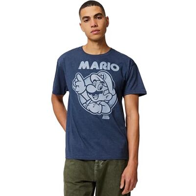 Nintendo Maglietta da Uomo So Mario, Premium Navy Heather, XL Nintendo Maglietta da Uomo So Mario, Premium Navy Heather, XL