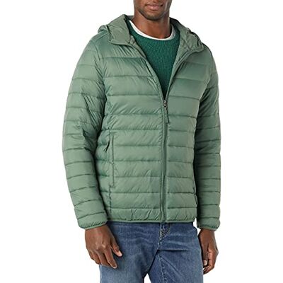 Amazon Essentials Piumino Leggero con Cappuccio Impermeabile e Ripiegabile Uomo, Verde, XS Amazon Essentials Piumino Leggero con Cappuccio Impermeabile e Ripiegabile Uomo, Verde, XS