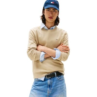 Tommy Jeans Tjm Slim Essential Light Sweater Pullover, Khaki (Silt), XS Uomo Tommy Jeans Tjm Slim Essential Light Sweater Pullover, Khaki (Silt), XS Uomo