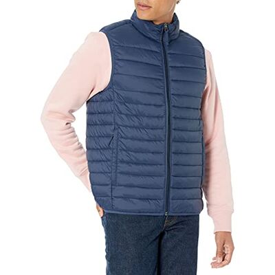 Amazon Essentials Piumino Smanicato Ripiegabile Impermeabile Leggero Uomo, Blu Marino, S Amazon Essentials Piumino Smanicato Ripiegabile Impermeabile Leggero Uomo, Blu Marino, S