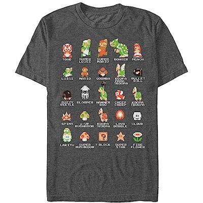 Nintendo Pixel Cast T-Shirt, Segno Htr, XL Uomo Nintendo Pixel Cast T-Shirt, Segno Htr, XL Uomo