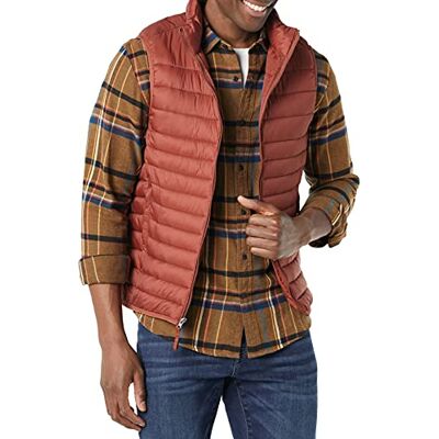 Amazon Essentials Piumino Smanicato Ripiegabile Impermeabile Leggero Uomo, Terra Rossa, S Amazon Essentials Piumino Smanicato Ripiegabile Impermeabile Leggero Uomo, Terra Rossa, S