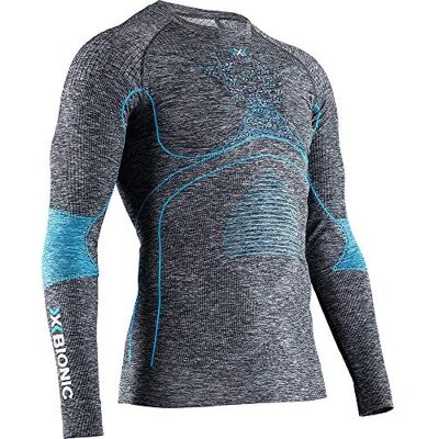 X-Bionic Energy Accumulator 4.0 Melange Round Neck Long Sleeves, Strato Base Camicia Funzionale Uomo, Dark Grey Blue, XL X-Bionic Energy Accumulator 4.0 Melange Round Neck Long Sleeves, Strato Base Camicia Funzionale Uomo, Dark Grey Blue, XL