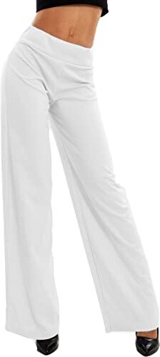 Toocool Pantaloni Donna a Palazzo Basic Elastico in Vita VI-9292 [M,Bianco]