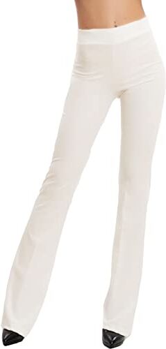 Toocool Pantaloni Donna Campana Aderenti Zampa Elefante Elasticizzati Hot Sexy JL-2148 [M,Panna]