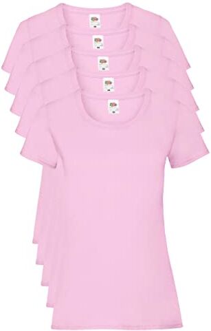 Fruit of the Loom Valueweight 5 Pack, T-Shirt Donna, Rosa (Light Pink 52), S