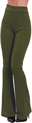 Toocool Pantaloni Donna Campana Aderenti Zampa Elefante Elasticizzati Hot Sexy JL-2148 [L,Verde Militare]