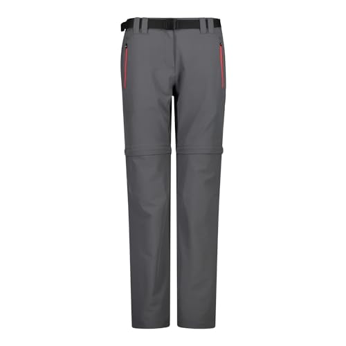 CMP Pantaloni Zip Off Elasticizzati Da Donna, Grey-Campari, XXL