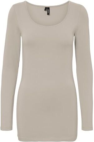 Vero Moda Vmmaxi My Ls Soft Long U-neck Noos, Maglietta a maniche lunghe, Rivestimento Argento, XS Donna